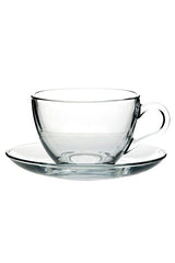 Pasabahce Professional Turkish Tea & Coffee Cup Saucer Set - 12 - Piece (238ml Each) - TryAladdin