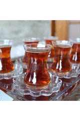 Pasabahce Professional Turkish Tea Glass Set - Ince Belli Papatya Design - 12 Pieces - TryAladdin