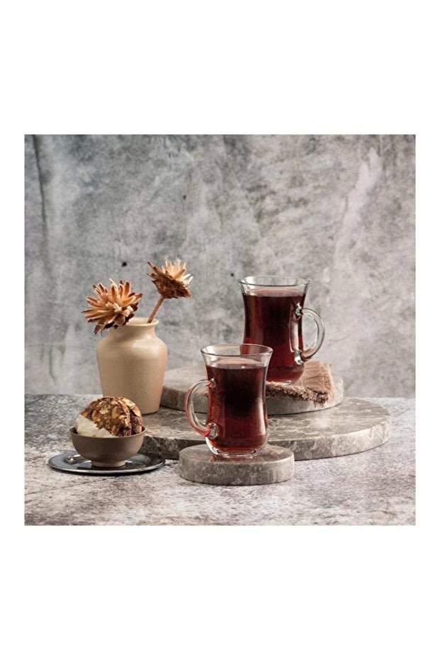 Pasabahce Professional Turkish Tea Glass Set with Handles - Set of 6 - TryAladdin