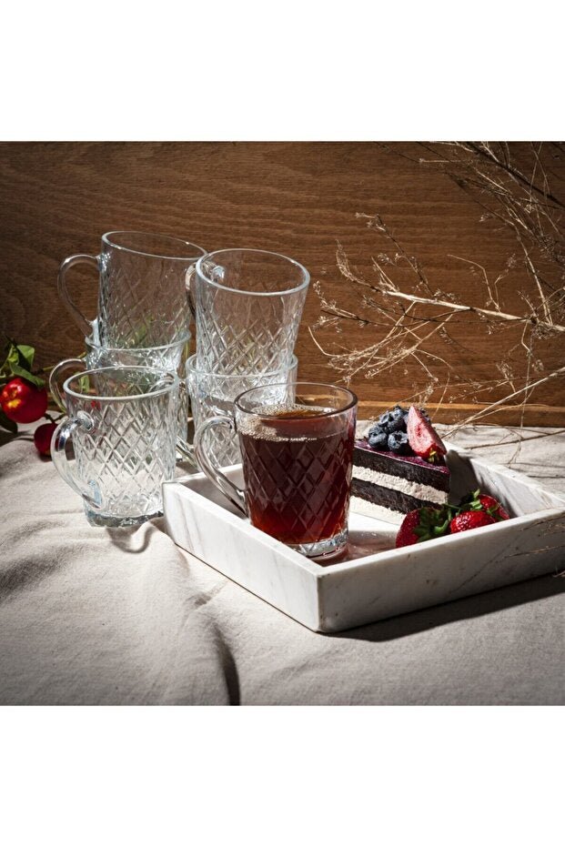 Pasabahce Rubby Professional Turkish Tea Glass Set with Handles - Set of 6 - TryAladdin