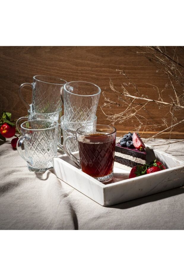 Pasabahce Rubby Professional Turkish Tea Glass Set with Handles - Set of 6 - TryAladdin