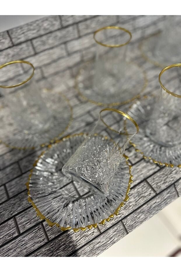 Pasabahce Timeless Gilded Glassware Collection - 12 - Piece Set - TryAladdin