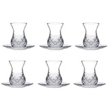 Pasabahce Timeless Professional Crystal Cut Turkish Tea Glass Set - 12 - Piece Set - TryAladdin