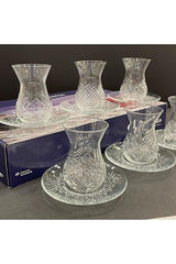 Pasabahce Timeless Professional Crystal Cut Turkish Tea Glass Set - 12 - Piece Set - TryAladdin