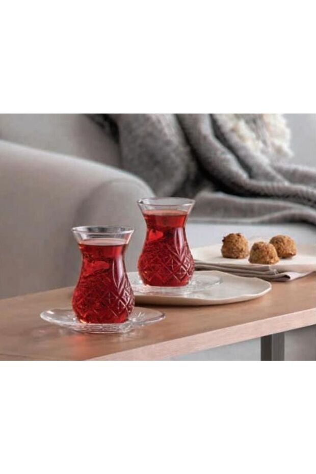 Pasabahce Timeless Professional Crystal Cut Turkish Tea Glass Set - 12 - Piece Set - TryAladdin