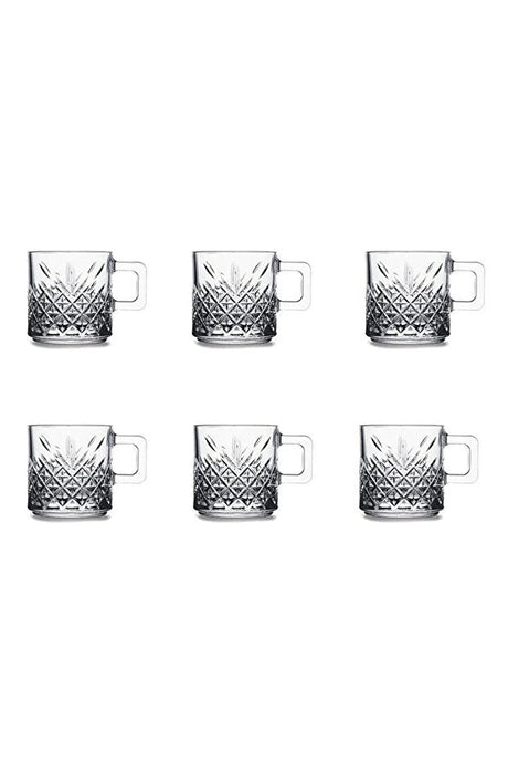 Pasabahce Timeless Professional Handled Glass Mugs - 6 x 195ml Set - TryAladdin