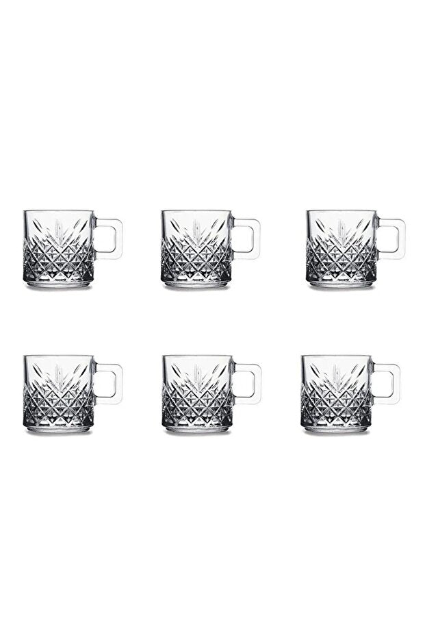 Pasabahce Timeless Professional Handled Glass Mugs - 6 x 195ml Set - TryAladdin