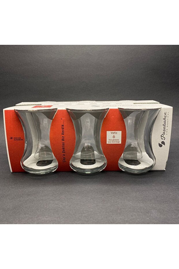 Pasabahce Vefa Authentic Turkish Slim Waist Tea Glass Set - 12 - Piece Set - TryAladdin