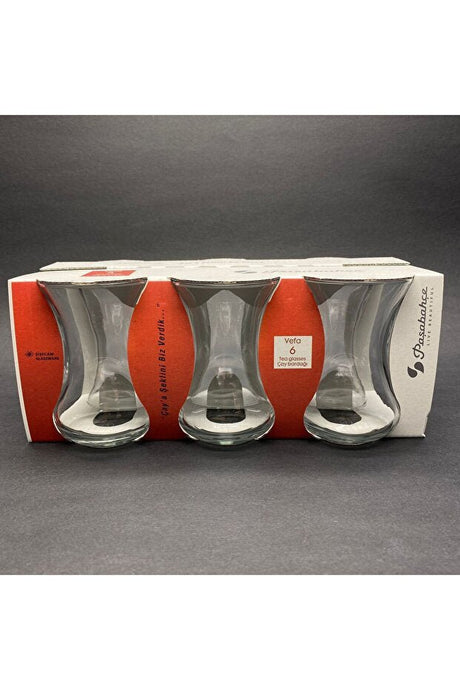 Pasabahce Vefa Authentic Turkish Slim Waist Tea Glass Set - 12 - Piece Set - TryAladdin