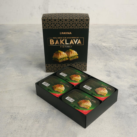 Payna | Pistacho Baklava Box - 4 Single Serve Slices (Bundle of 2 Boxes)