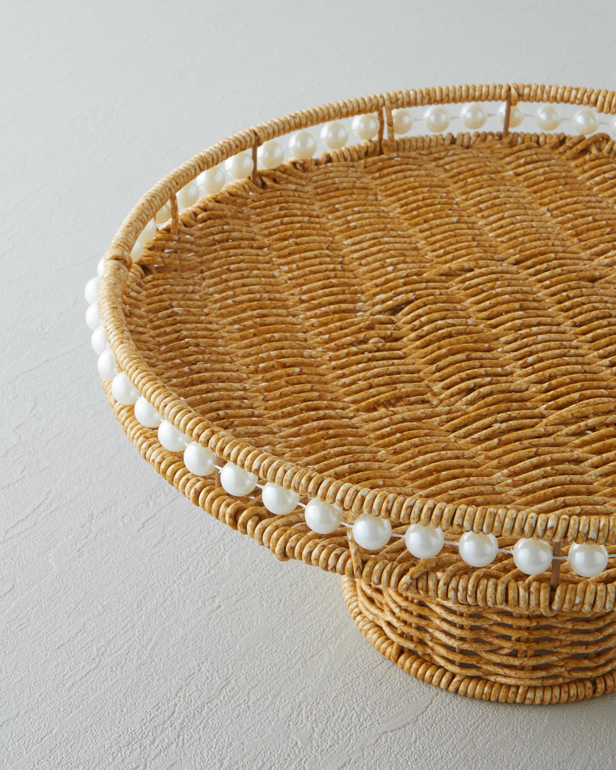 Premium Faux Rattan Cake Display Stand 30cm Light Brown