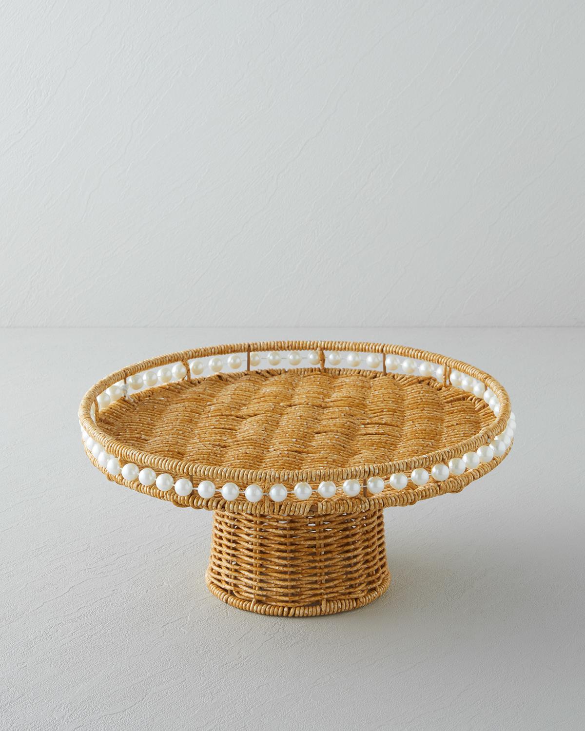 Premium Faux Rattan Cake Display Stand 30cm Light Brown