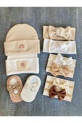 Pempem Baby Gift Set: Soft Tone Beanie, Headband & Socks (0 - 1 Age) - TryAladdin