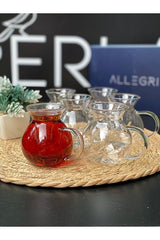 Perlaevkahve Borcam Style Professional Handled Tea Glasses - 6 - Piece Set (200ml Each) - TryAladdin