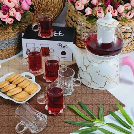Perotti Gianna Premium Clear Glass Turkish Tea Cups - 6 Piece Set - TryAladdin