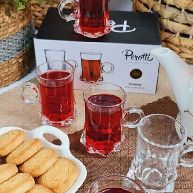 Perotti Gianna Premium Clear Glass Turkish Tea Cups - 6 Piece Set - TryAladdin