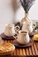 Perotti Modern Rose Leaf Porcelain Coffee Cup Set with Acacia Saucers - 6 Piece - TryAladdin