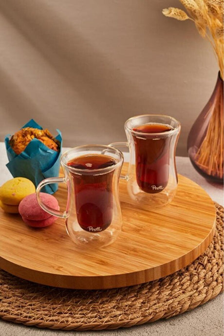 Perotti Premium Double Wall Handled Turkish Tea Glasses - Set of 2 - TryAladdin