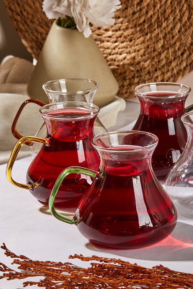 Perotti Premium Ehl - i Keyf Borosilicate Colored Tea Glass Set - 6 x 200ml - TryAladdin