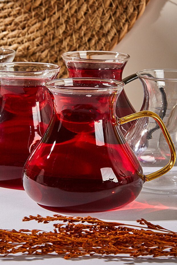 Perotti Premium Ehl - i Keyf Borosilicate Colored Tea Glass Set - 6 x 200ml - TryAladdin