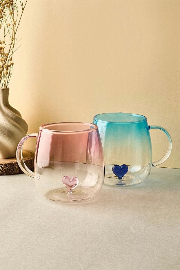 Perotti Premium Love Design Glass Mug Set - 2 x 400ml - TryAladdin
