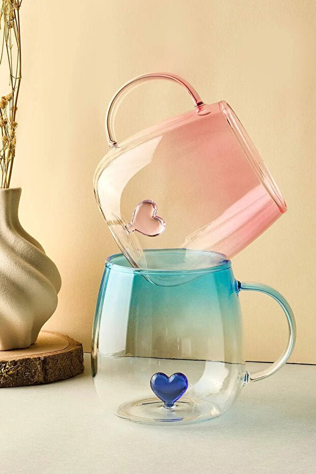 Perotti Premium Love Design Glass Mug Set - 2 x 400ml - TryAladdin