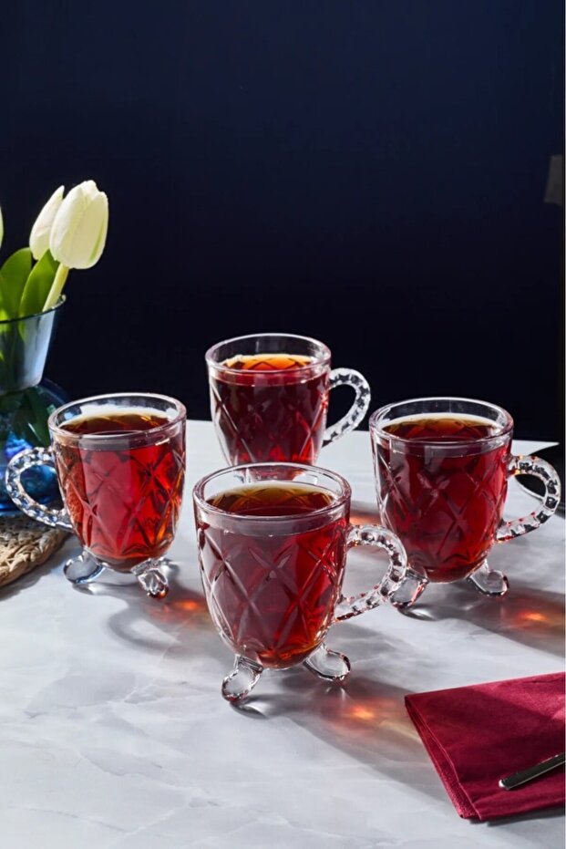Perotti Premium Turkish Footed Tea Glass Set - 4 x 200ml - TryAladdin