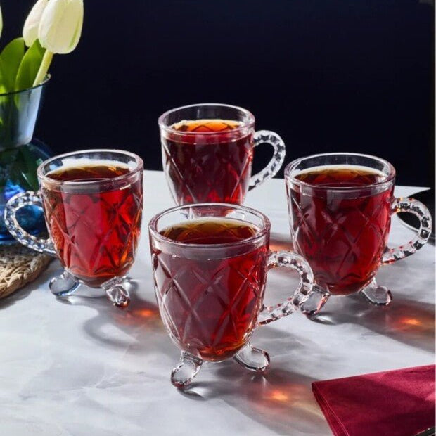 Perotti Premium Turkish Footed Tea Glass Set - 4 x 200ml - TryAladdin