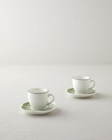Professional Bone Porcelain Green Petal Coffee Cup Set   4 Piece Serveware