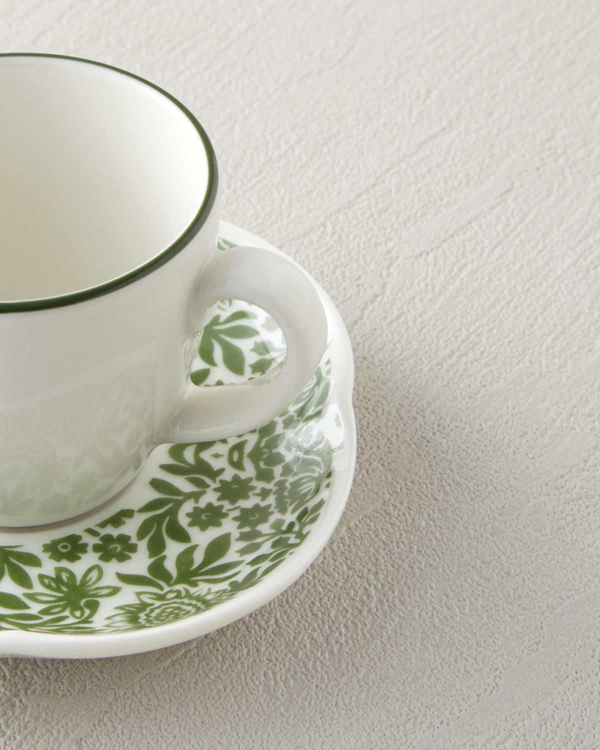 Professional Bone Porcelain Green Petal Coffee Cup Set   4 Piece Serveware