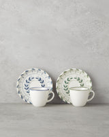 Professional Bone Porcelain Turkish Demitasse Set 4 Piece Blue Green