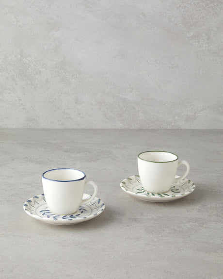 Professional Bone Porcelain Turkish Demitasse Set 4 Piece Blue Green