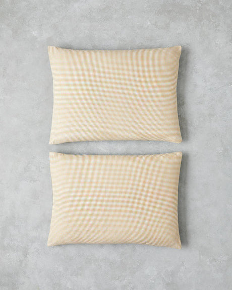 Premium Cotton Gingham Pillowcase Pair - 50x70cm Yellow Green