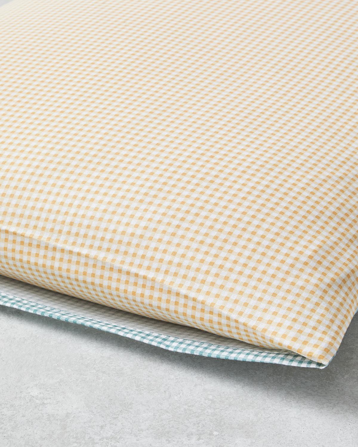 Premium Cotton Gingham Pillowcase Pair   50x70cm Yellow Green
