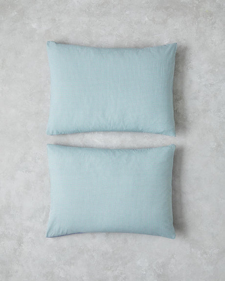Premium-Soft-Cotton-Pillowcase-Set-Green-Blue-Check