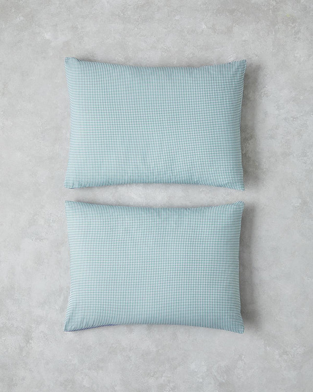 Premium-Soft-Cotton-Pillowcase-Set-Green-Blue-Check
