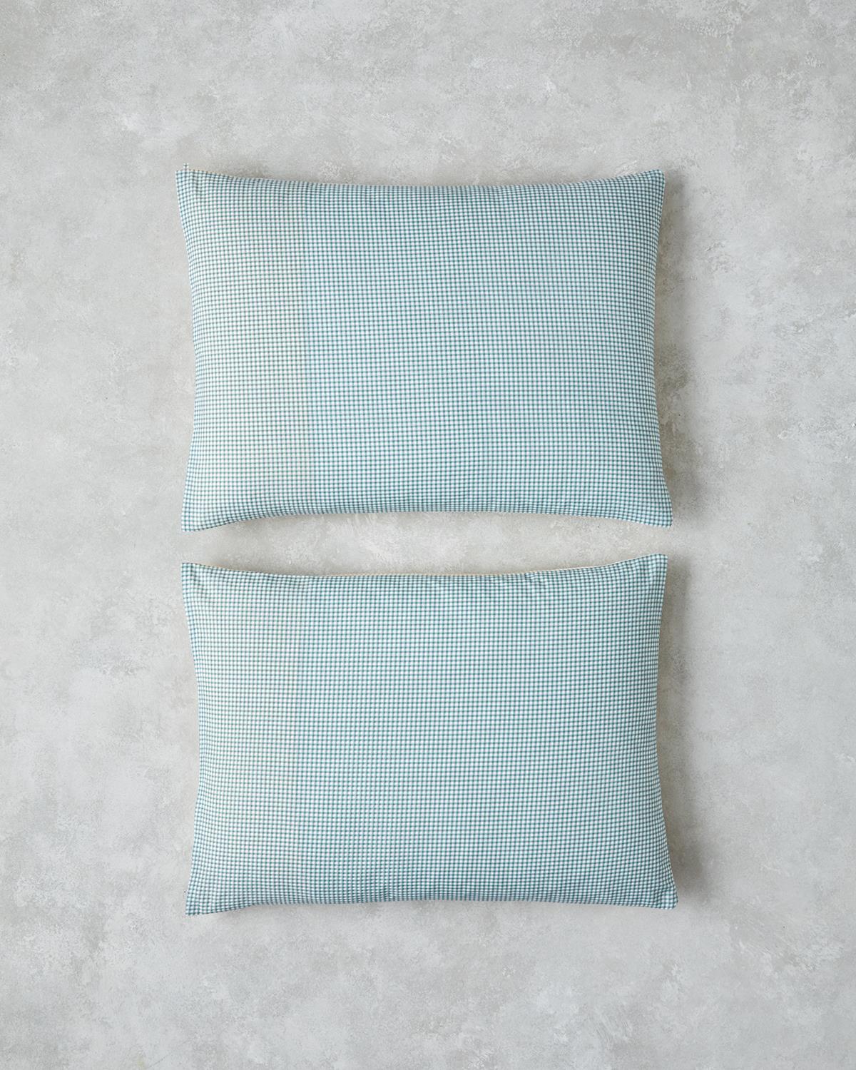 Premium Cotton Gingham Pillowcase Pair   50x70cm Yellow Green