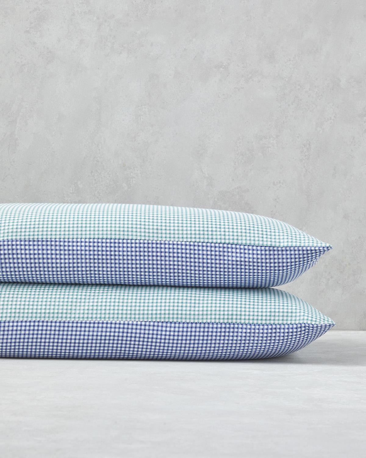 Premium-Soft-Cotton-Pillowcase-Set-Green-Blue-Check