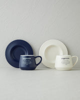 Premium New Bone China Espresso Coffee Cup Set 4 Piece Navy Cream