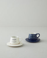 Premium New Bone China Espresso Coffee Cup Set 4 Piece Navy Cream