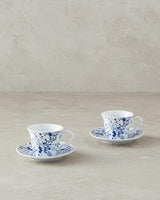 Ensemble de 4 tasses à café turc en porcelaine premium bleue pour 2 personnes