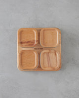 Professional Glass 4 Compartment Serving Dish Wooden Lid
