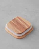 Professional Glass 4 Compartment Serving Dish Wooden Lid