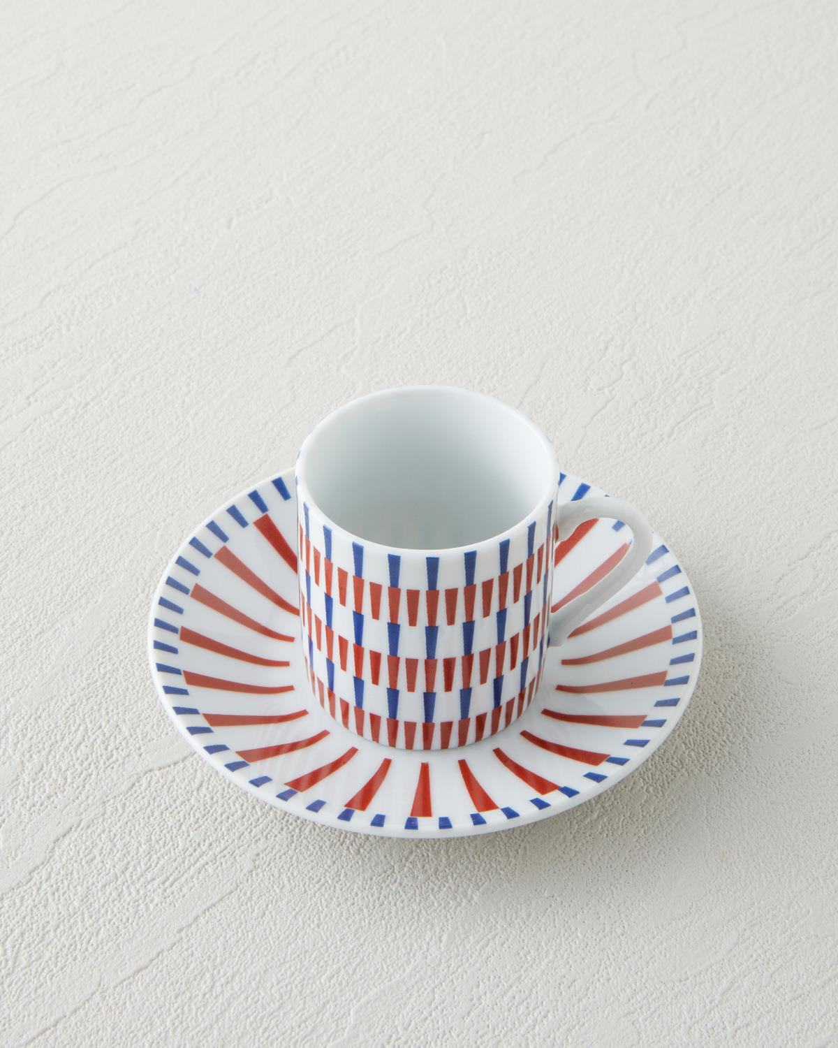 Elegant 2 Person Porcelain Coffee Cup Set   80ml Navy Red   4 Piece