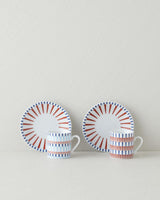 Elegant 2 Person Porcelain Coffee Cup Set   80ml Navy Red   4 Piece