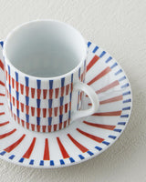 Elegant 2 Person Porcelain Coffee Cup Set   80ml Navy Red   4 Piece