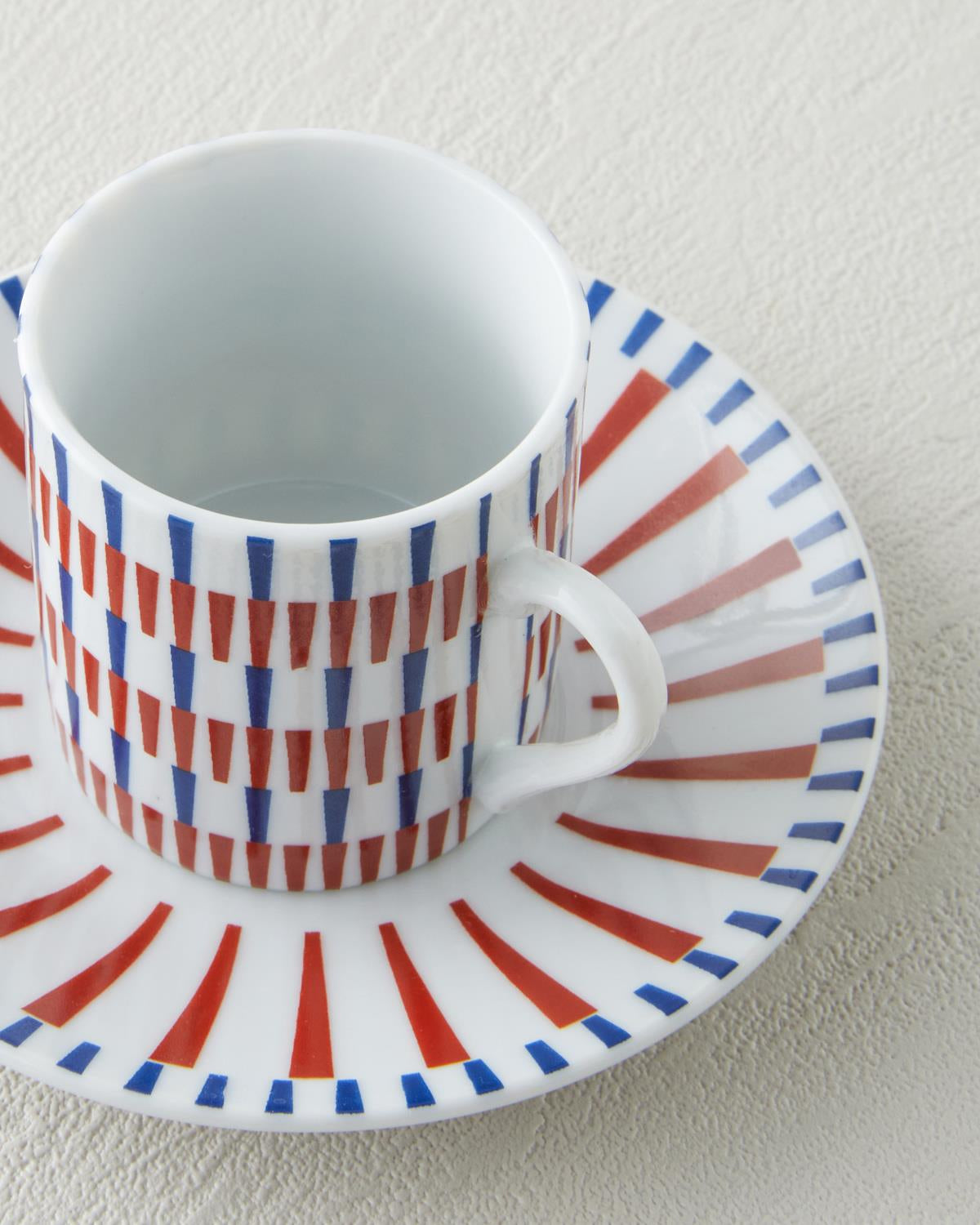 Elegant 2 Person Porcelain Coffee Cup Set   80ml Navy Red   4 Piece
