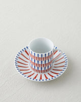 Elegant 2 Person Porcelain Coffee Cup Set   80ml Navy Red   4 Piece