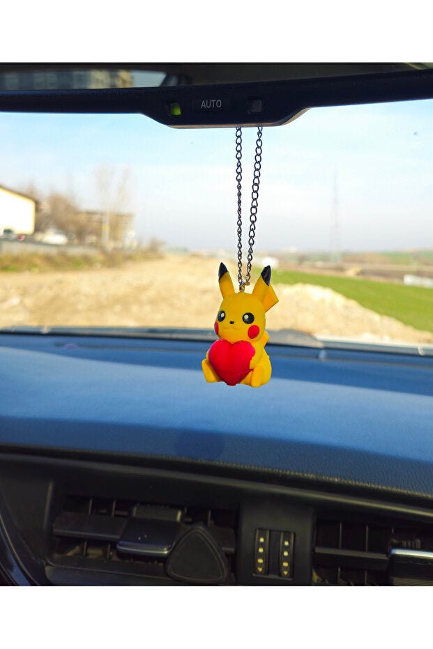 Pikachu with Heart Car Rearview Mirror Charm - Valentine's Day Gift - TryAladdin