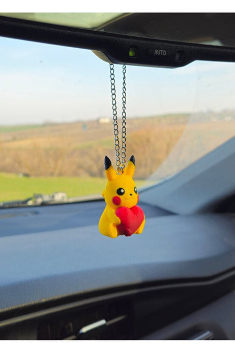Pikachu with Heart Car Rearview Mirror Charm - Valentine's Day Gift - TryAladdin